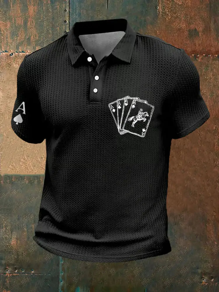 Men’s poker waffle T-shirt Black / S