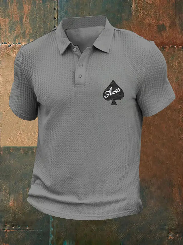 Men’s poker waffle T-shirt Gray / S