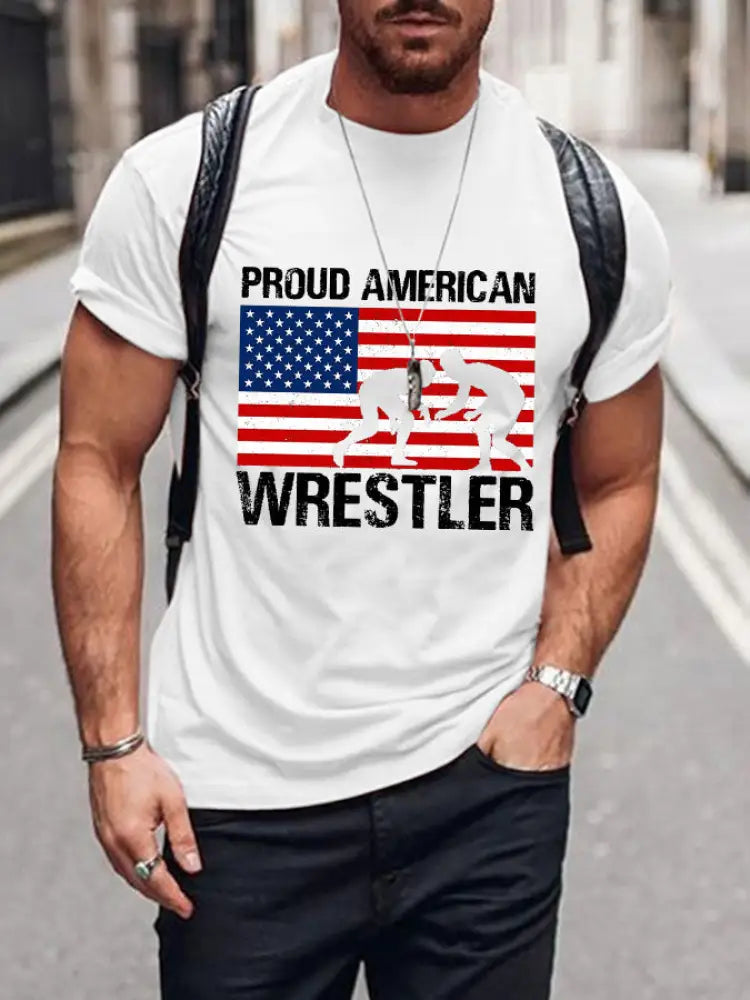 Men’s proud American Wrestler T-shirts White / S