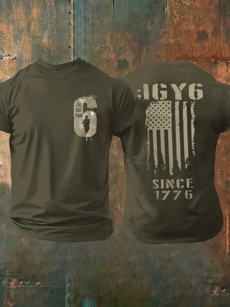 Men’s PTSD Awareness Veteran I Got Your Six Printed T-shirt Army Green / S