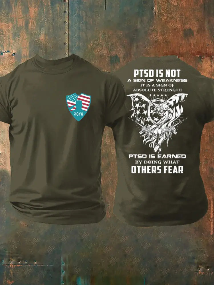 Men’s PTSD Awareness Veteran Printed T-shirt Army Green / S