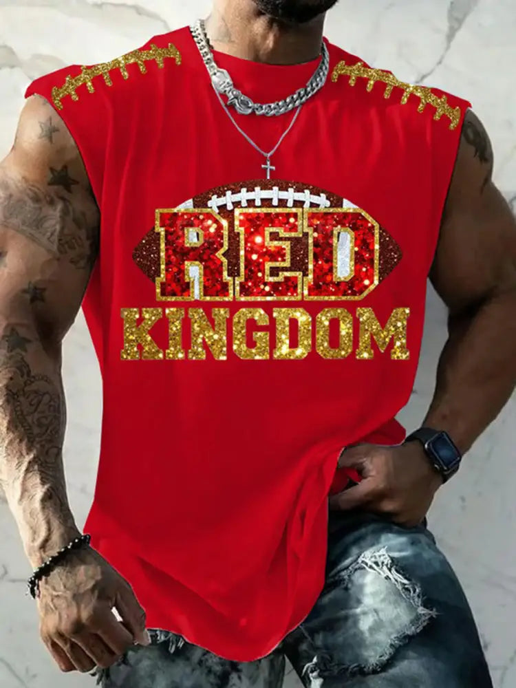 Men’s Red Kingdom Football Printed Vests Red / S