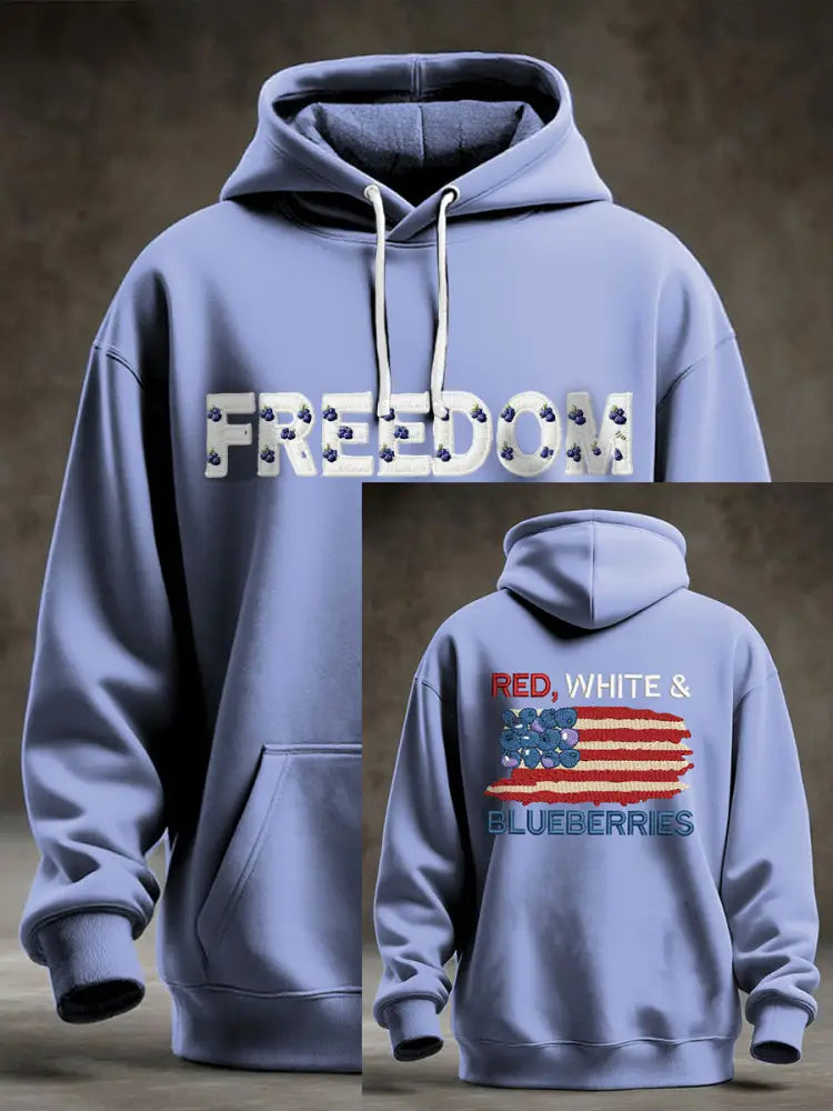 Men’s ’Red White & Blueberries’ hoodie Light Blue / S