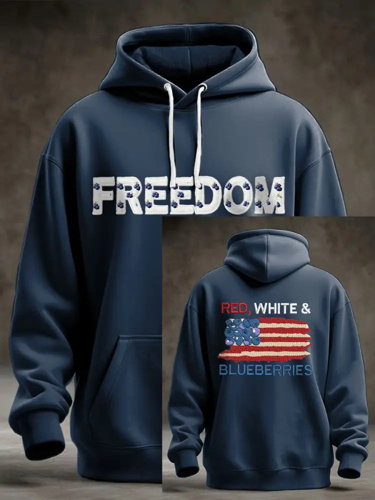 Men’s ’Red White & Blueberries’ hoodie Navy Blue / S