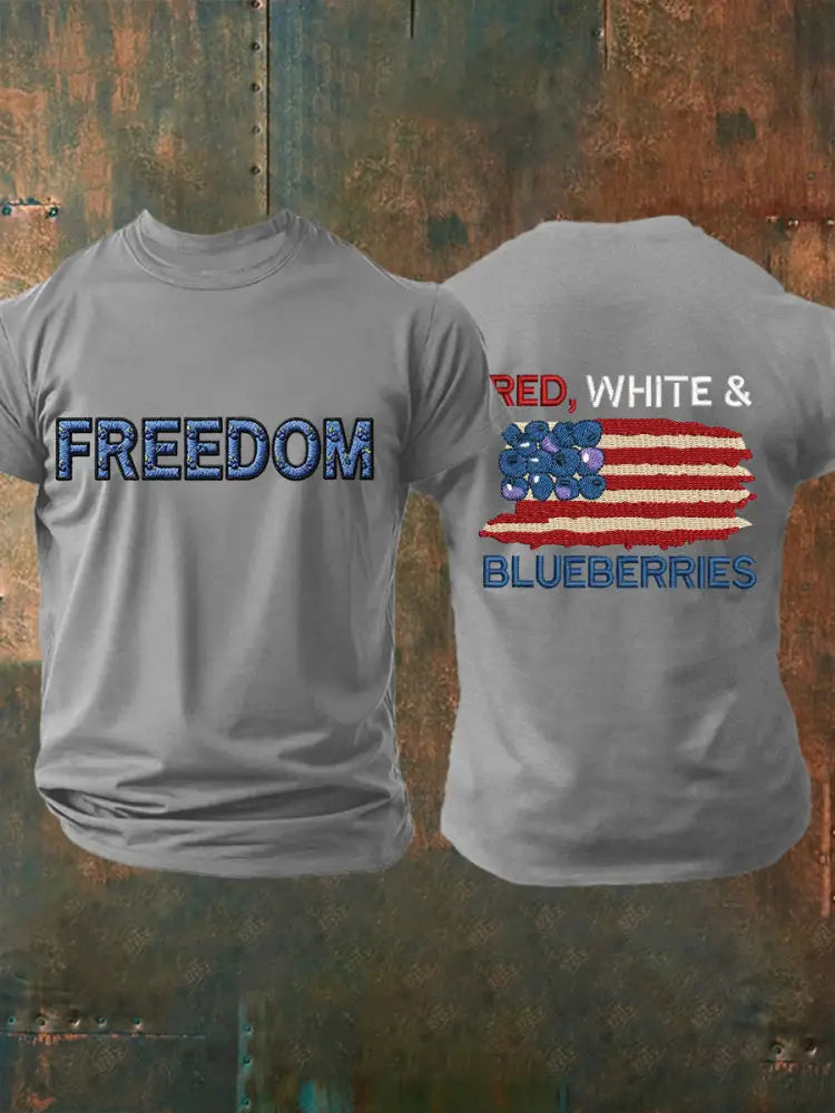 Men’s ’Red White & Blueberries’ T-shirt Light Gray / S