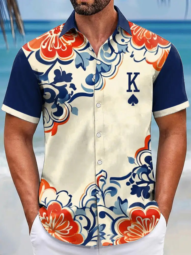 Men’s resort-style poker King of Spades shirts As picture / S