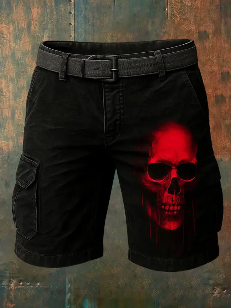 Men’s Retro Halloween Horror Graphic Casual Cargo Shorts A / S