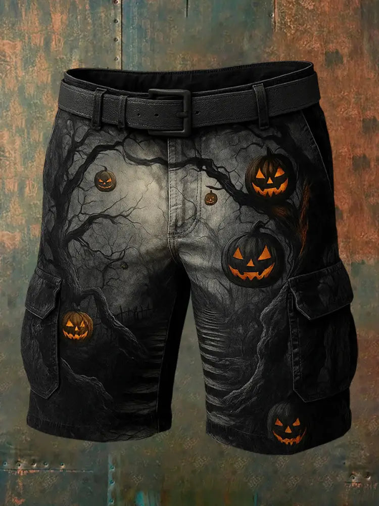 Men’s Retro Halloween Horror Graphic Casual Cargo Shorts A / S