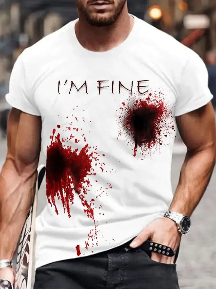 Men’s Retro Halloween Horror Graphic Casual T-Shirt A / S