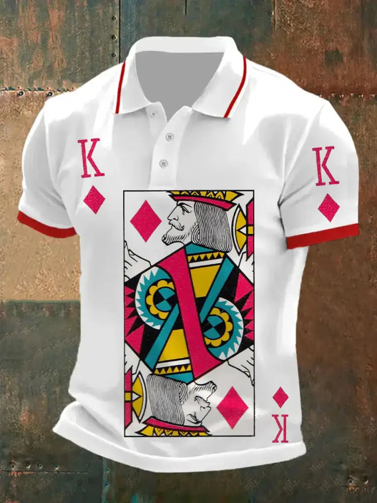Men’s Retro Playing Card Art Casual Polo Shirt A / S