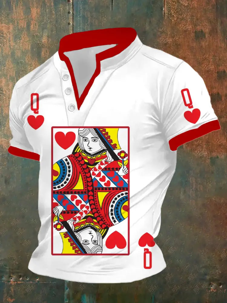 Men’s Retro Poker Art Casual Polo Shirt B / S