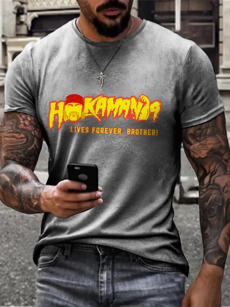 Men’s Rip Brother Printed T-shirt Light Gray / S
