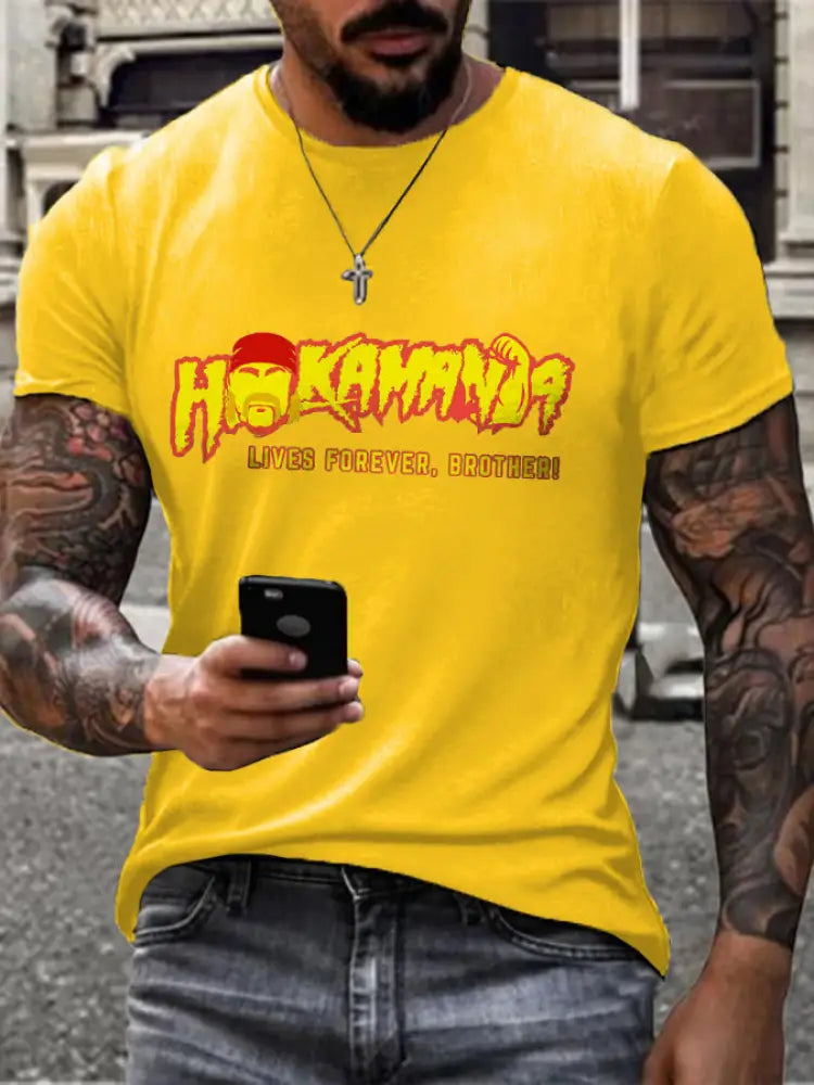 Men’s Rip Brother Printed T-shirt Yellow / S