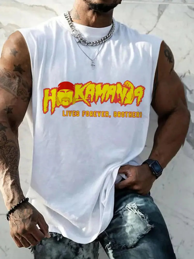 Men’s Rip Brother Printed Tank Tops White / S