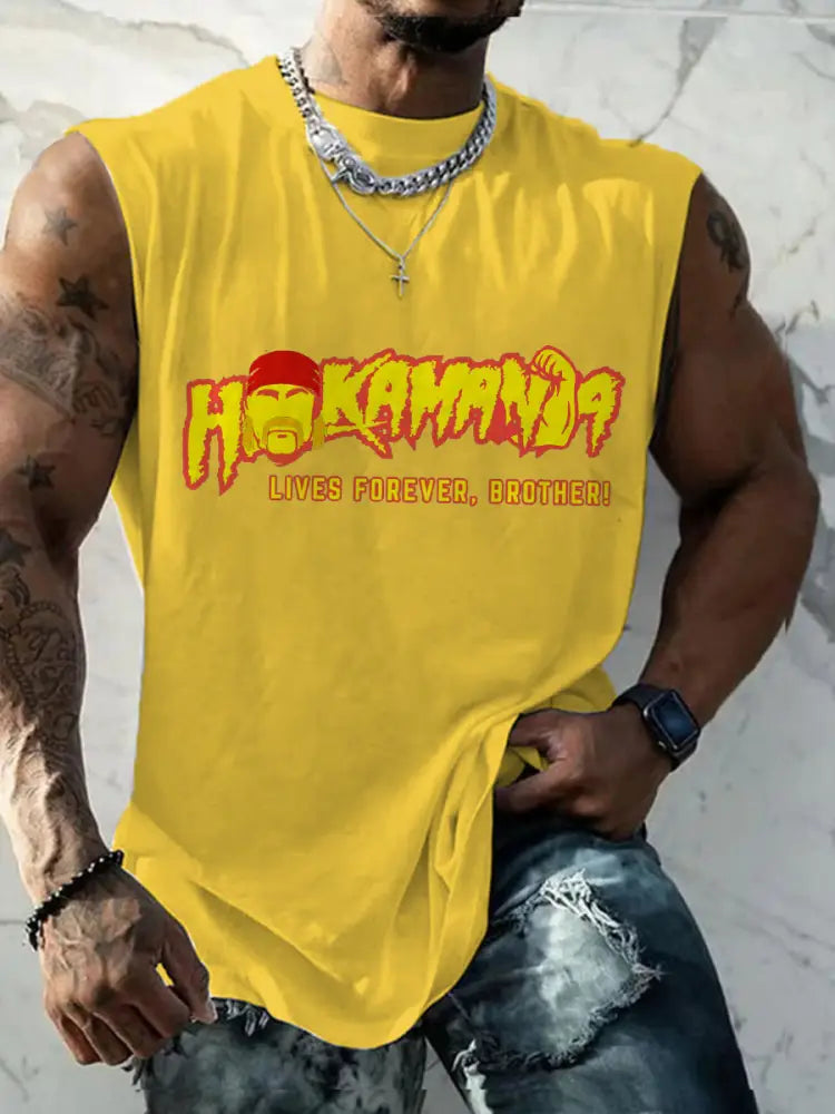 Men’s Rip Brother Printed Tank Tops Yellow / S