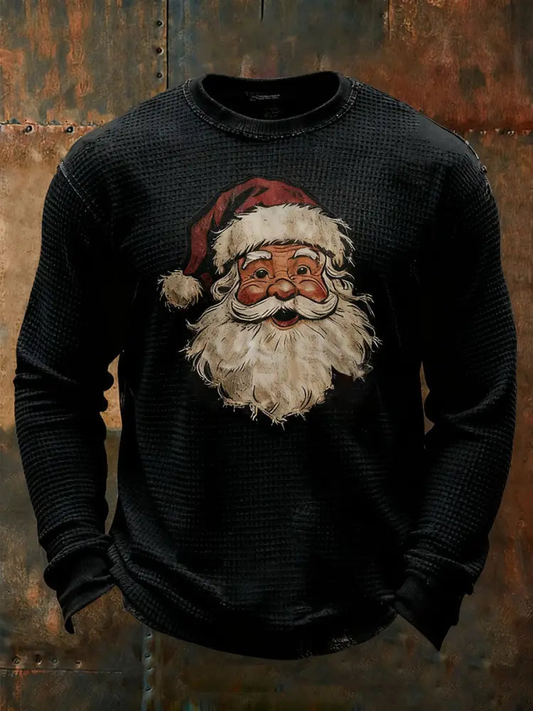 Men’s Santa Claus printed casual top Black / S