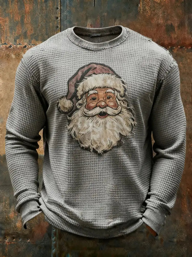 Men’s Santa Claus printed casual top Gray / S