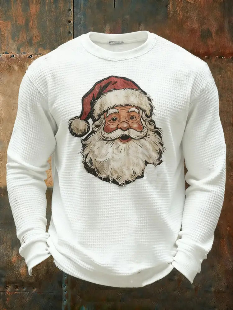 Men’s Santa Claus printed casual top White / S
