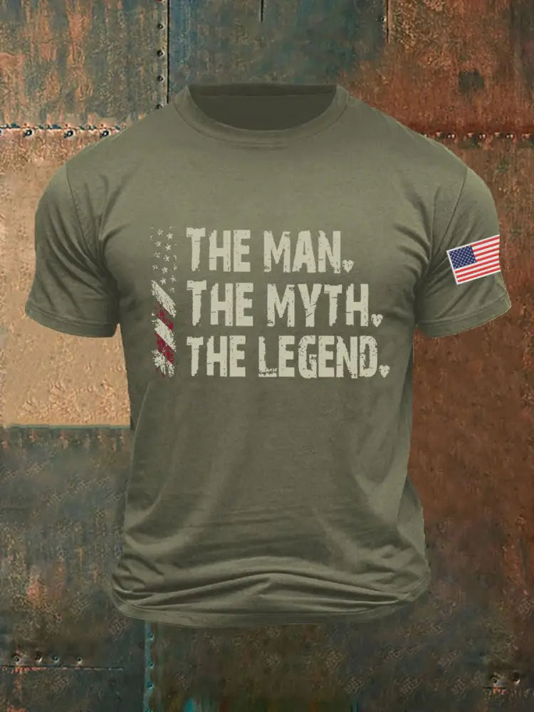 Men’s The Man The Myth The Legend Printed T-shirt Army Green / S
