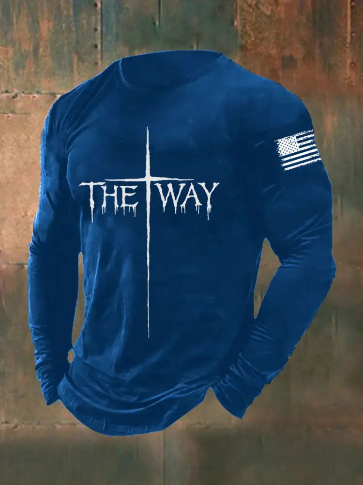 Men’s The Way Cross Long Sleeve T-shirt Blue / S