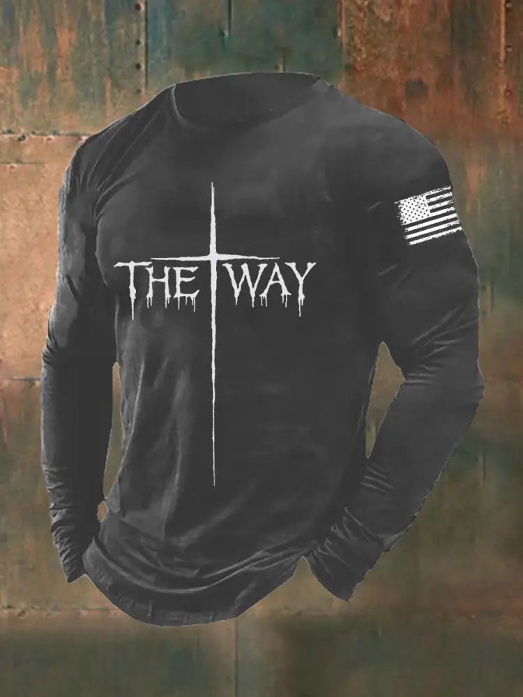 Men’s The Way Cross Long Sleeve T-shirt Gray / S