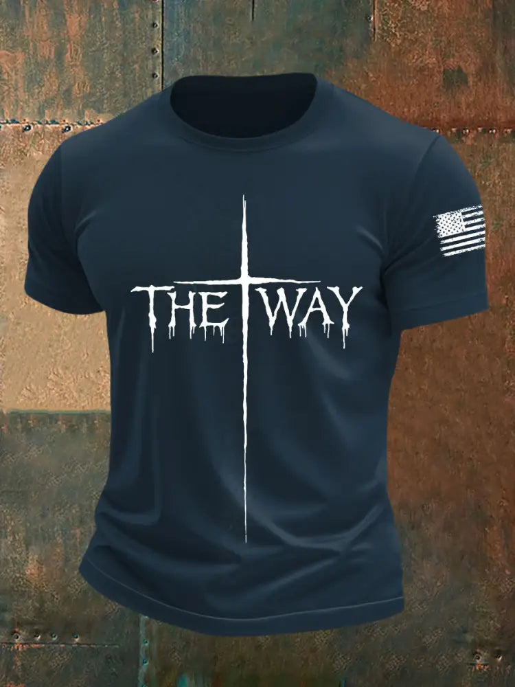 Men’s The Way Cross Short-sleeved T-shirt Navy Blue / S
