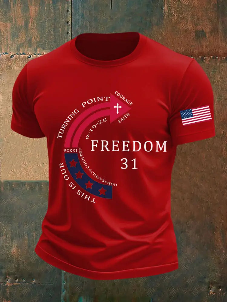 Men’s This Is Our God Family Country Freedom 31 Printed T-shirt Pure Red / S