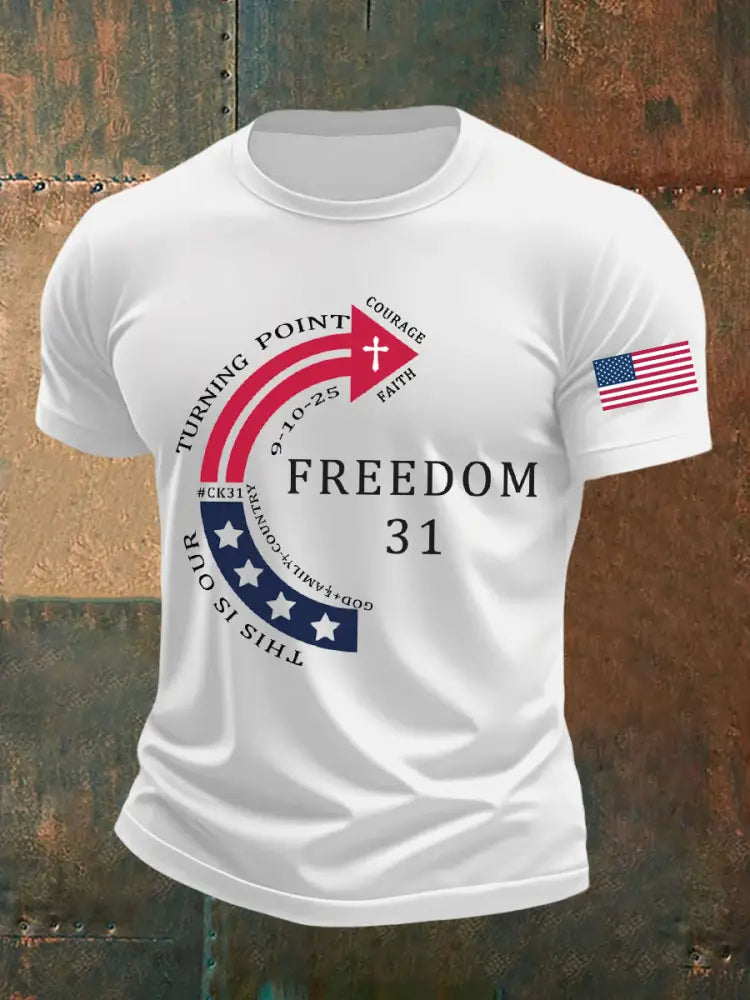Men’s This Is Our God Family Country Freedom 31 Printed T-shirt White / S