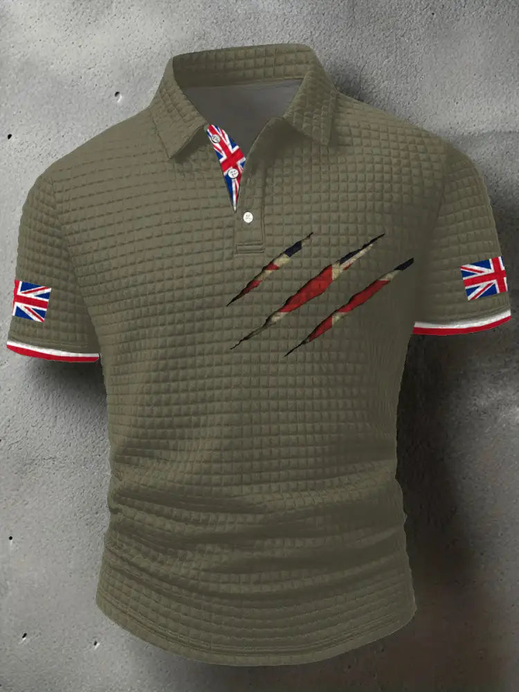 Men’s UK Flag Art Printed Casual Tops Army Green / S