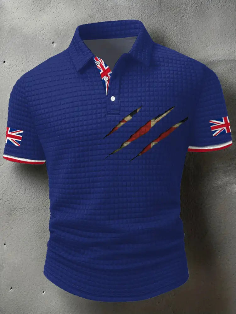 Men’s UK Flag Art Printed Casual Tops Royal Blue / S