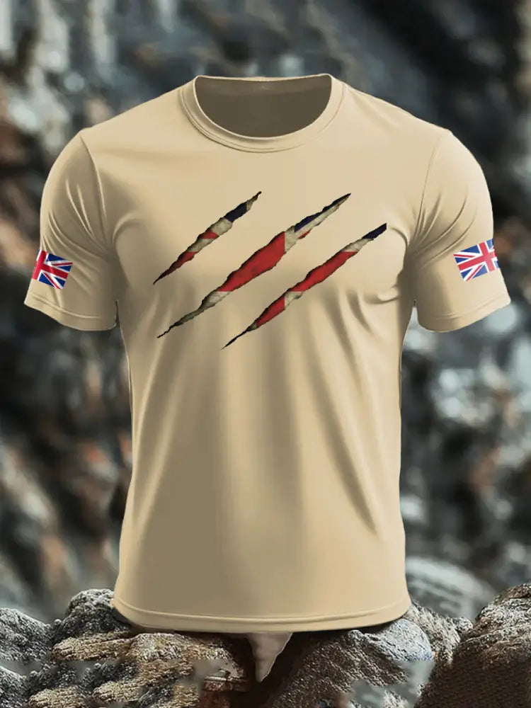 Men’s UK Flag Skull Printed T shirt Apricot / S