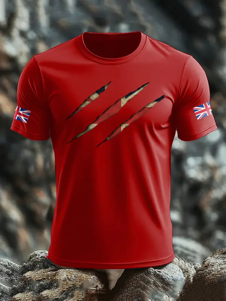 Men’s UK Flag Skull Printed T shirt Pure Red / S
