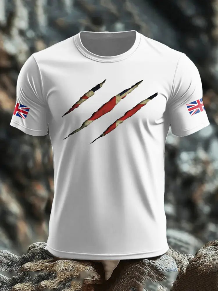 Men’s UK Flag Skull Printed T shirt White / S