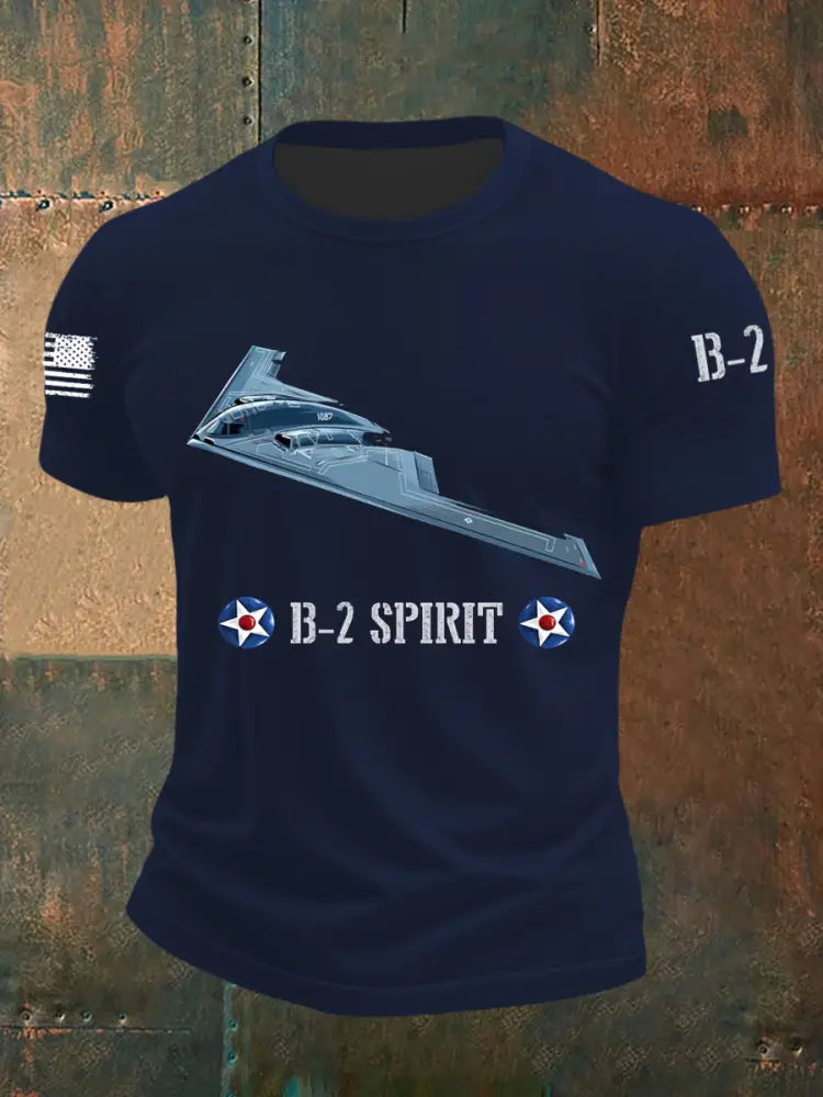 Men’s US B-2 Spirit Bomber Short Sleeve T-shirt Navy Blue / S
