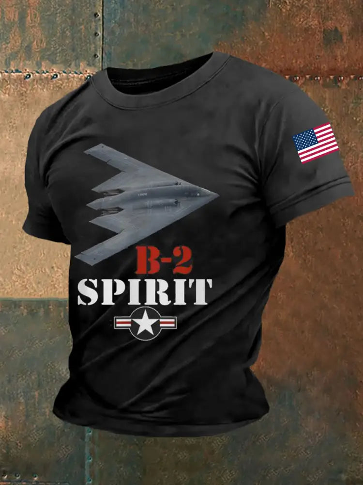 Men’s US B-2 Spirit Bomber Short-sleeved T-shirt Black / S