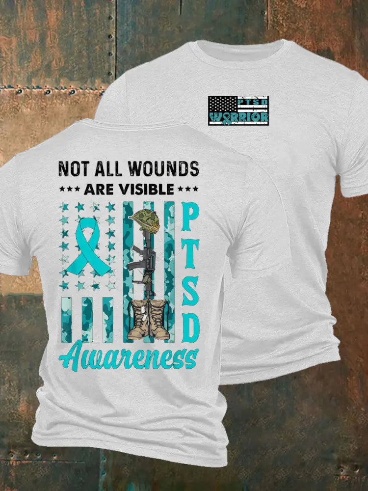 Men’s Veteran PTSD Awareness Printed T-shirt White / S
