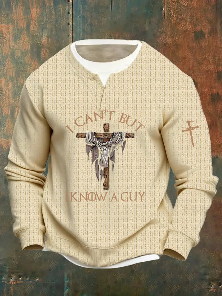 Men’s Vintage Art Faith Casual Fake Two-Piece Sweatshirt A / S