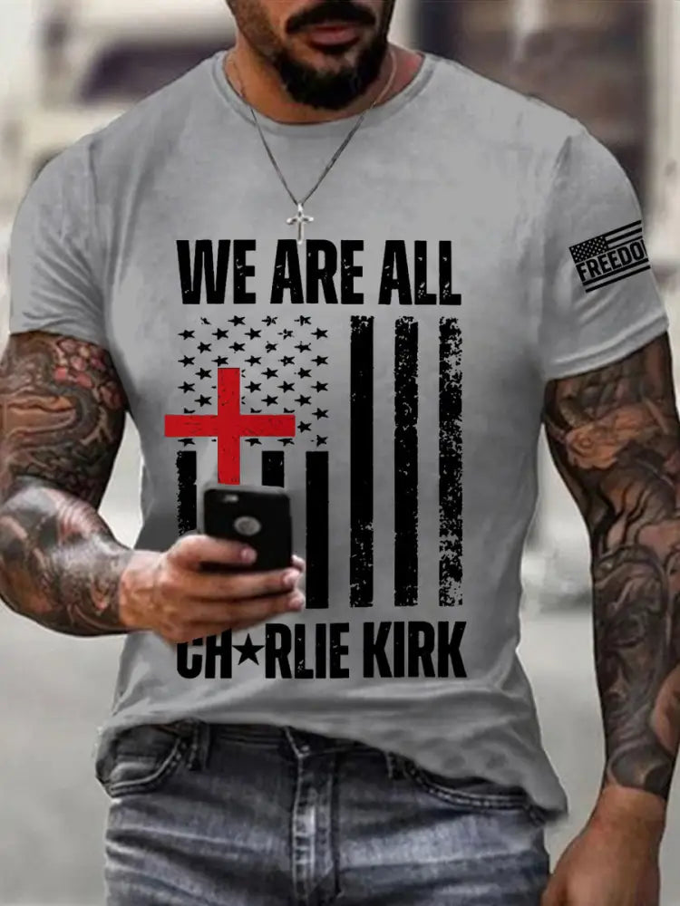 Men’s We Are All Charlie Kirk Army Now! R.I.P Charlie Kirk Tee Light Gray / S