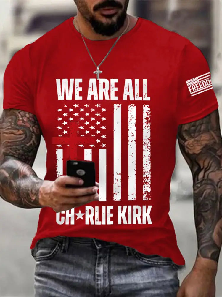 Men’s We Are All Charlie Kirk Army Now! R.I.P Charlie Kirk Tee Pure Red / S