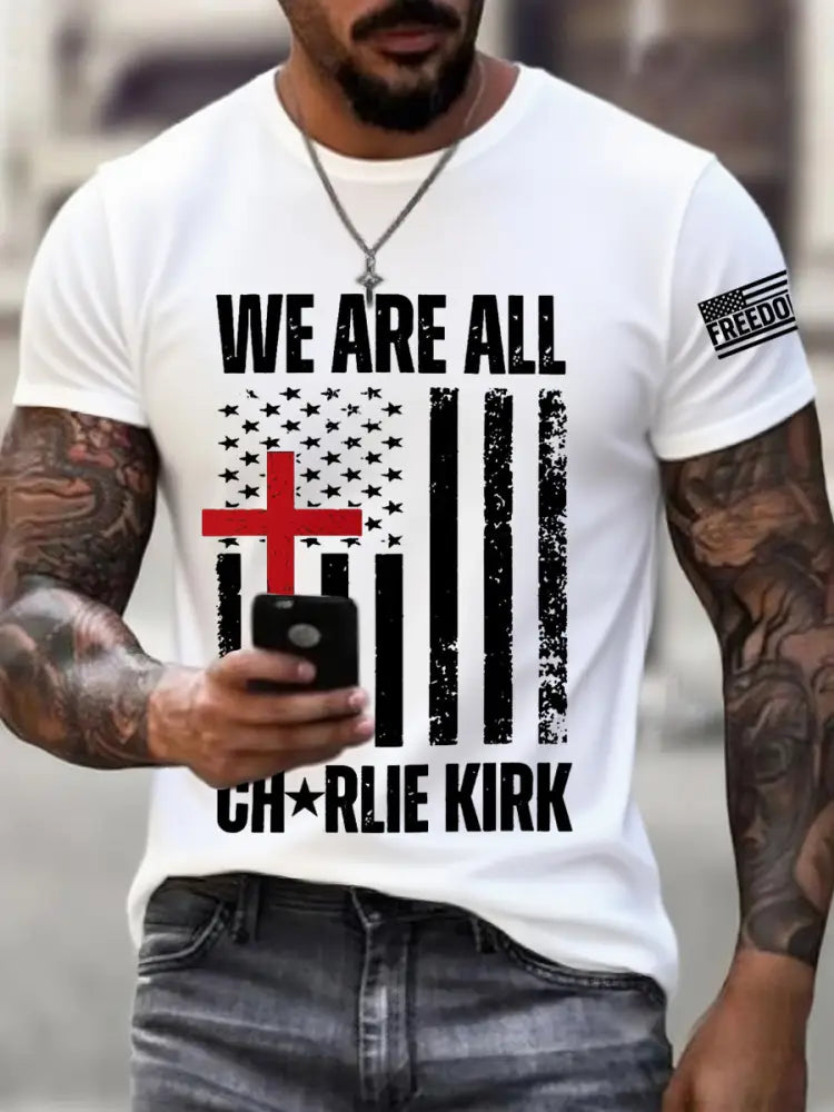 Men’s We Are All Charlie Kirk Army Now! R.I.P Charlie Kirk Tee White / S