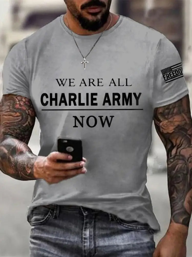 Men’s We Are All Charlie Kirk Now! R.I.P Charlie Kirk Tee Light Gray / S