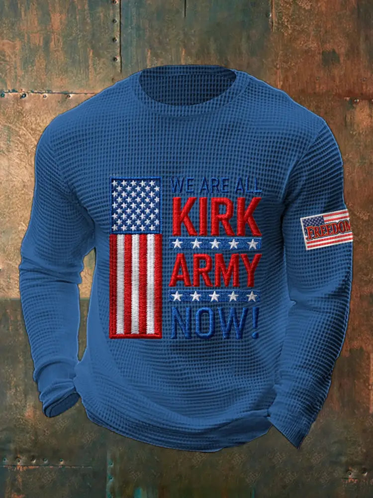 Men’s We Are All Kirk Army Now! R.I.P Charlie Kirk Waffle Top Blue / S