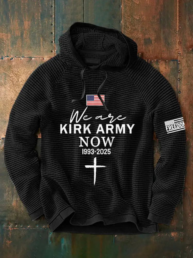 Men’s We Are Kirk Army Now! R.I.P Charlie Kirk Waffle Hoodie Black / S