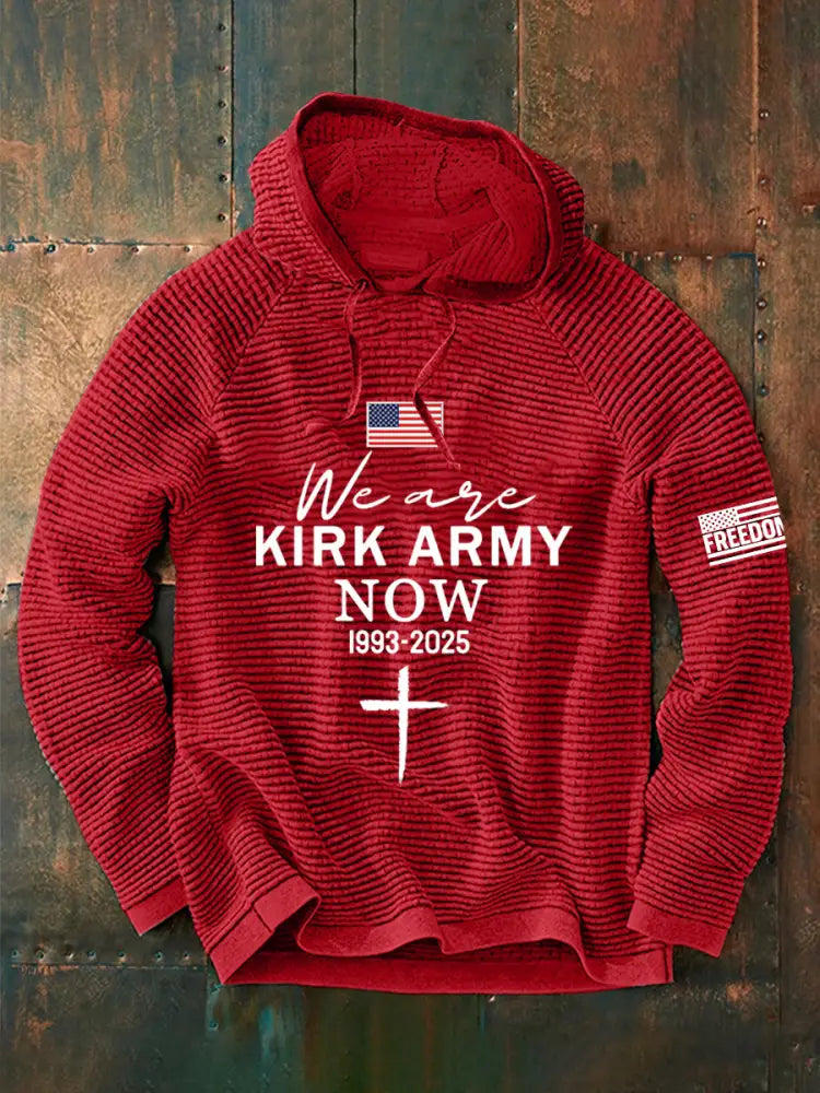 Men’s We Are Kirk Army Now! R.I.P Charlie Kirk Waffle Hoodie Red / S