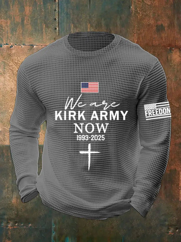 Men’s We Are Kirk Army Now! R.I.P Charlie Kirk Waffle Top Gray / S