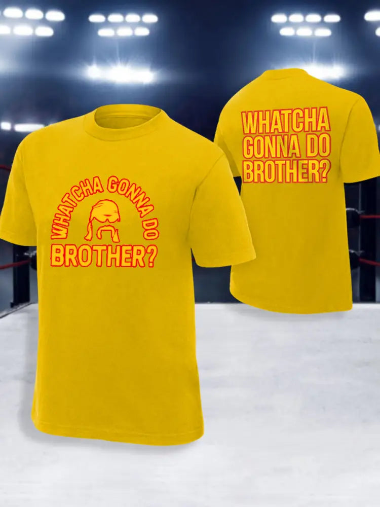 Men’s What’cha Gonna Do Brother? Print T-shirt Yellow / S