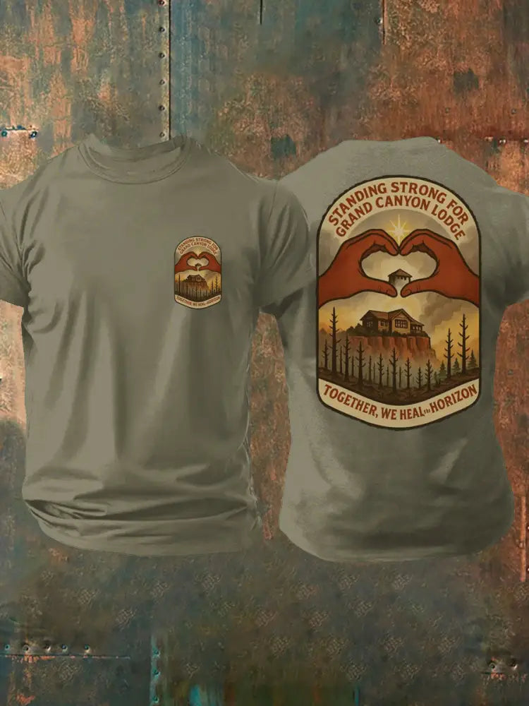 Men’s Wildfire Grand Canyon Lodge Together We Heal The Horizon Printed T-shirt Army Green / S