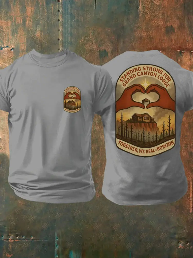 Men’s Wildfire Grand Canyon Lodge Together We Heal The Horizon Printed T-shirt Light Gray / S