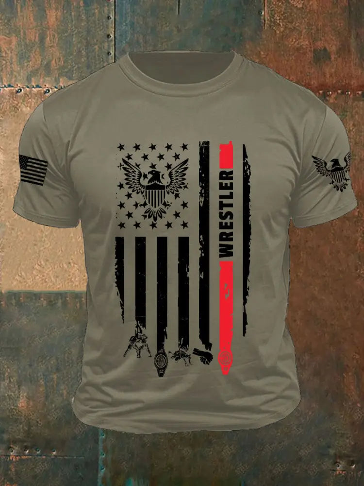 Men’s Wrestling Flag T-shirts Army Green / S