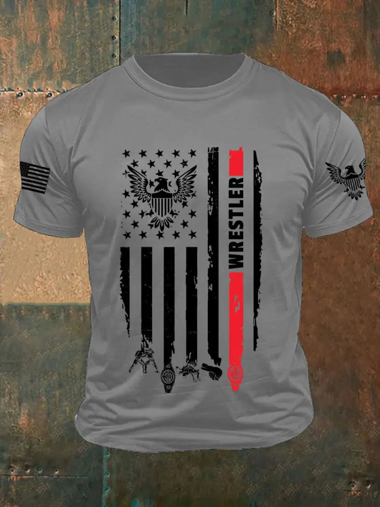 Men’s Wrestling Flag T-shirts Light Gray / S